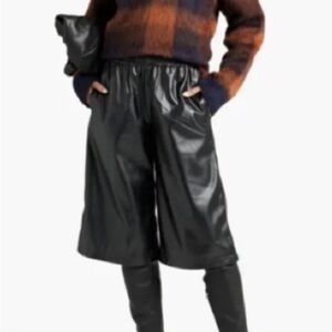 ATM Black Faux Leather Culottes